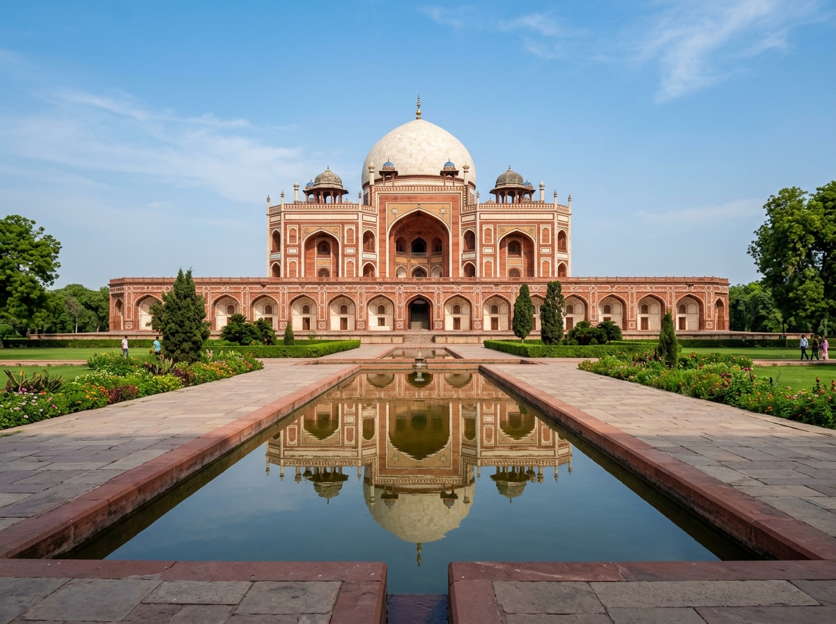 Humayun Tomb symmetrical Mughal garden dome