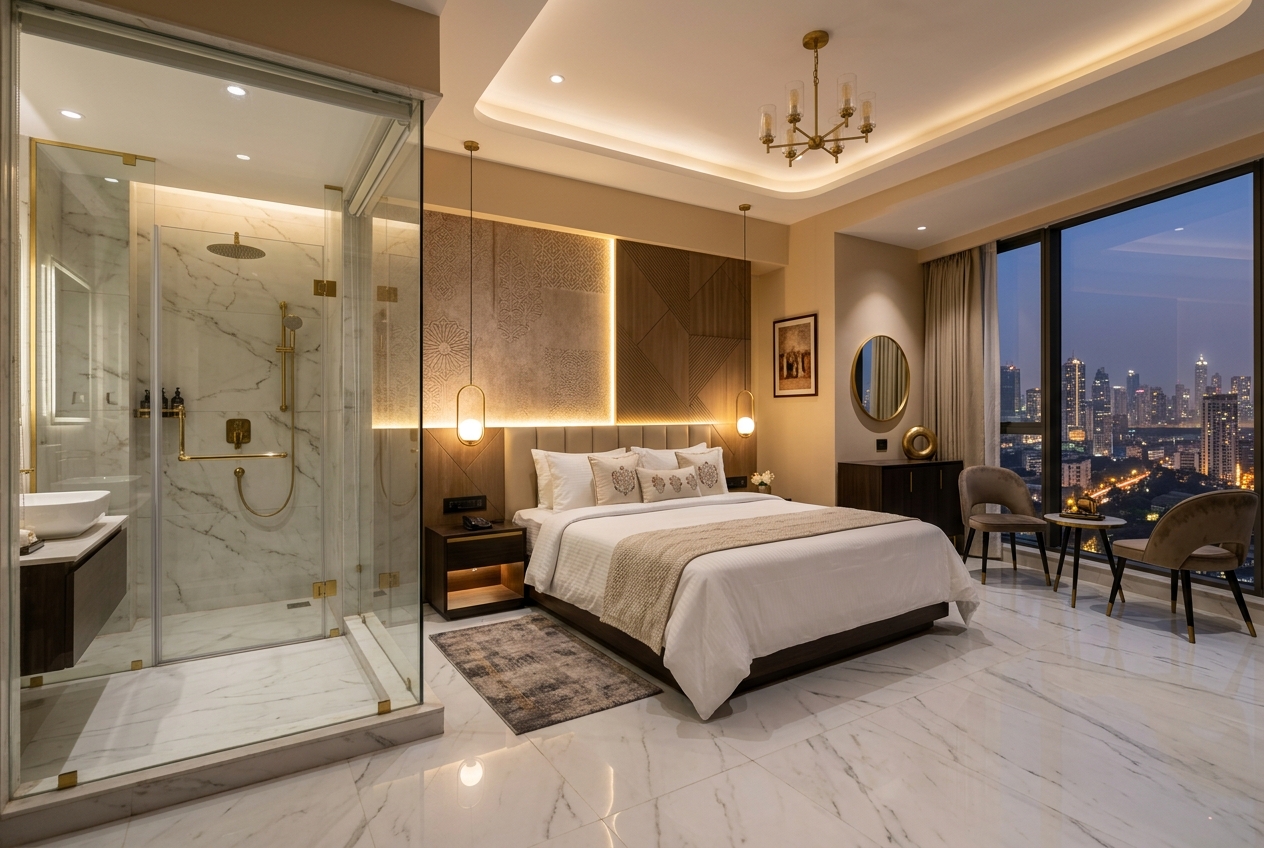 Designer room at Hotel Godwin Deluxe with city view